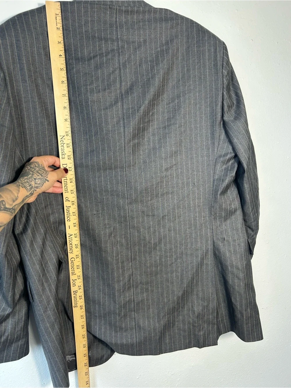 Barneys New York Gray Pinstripe Suit Jacket - Picture 10 of 10